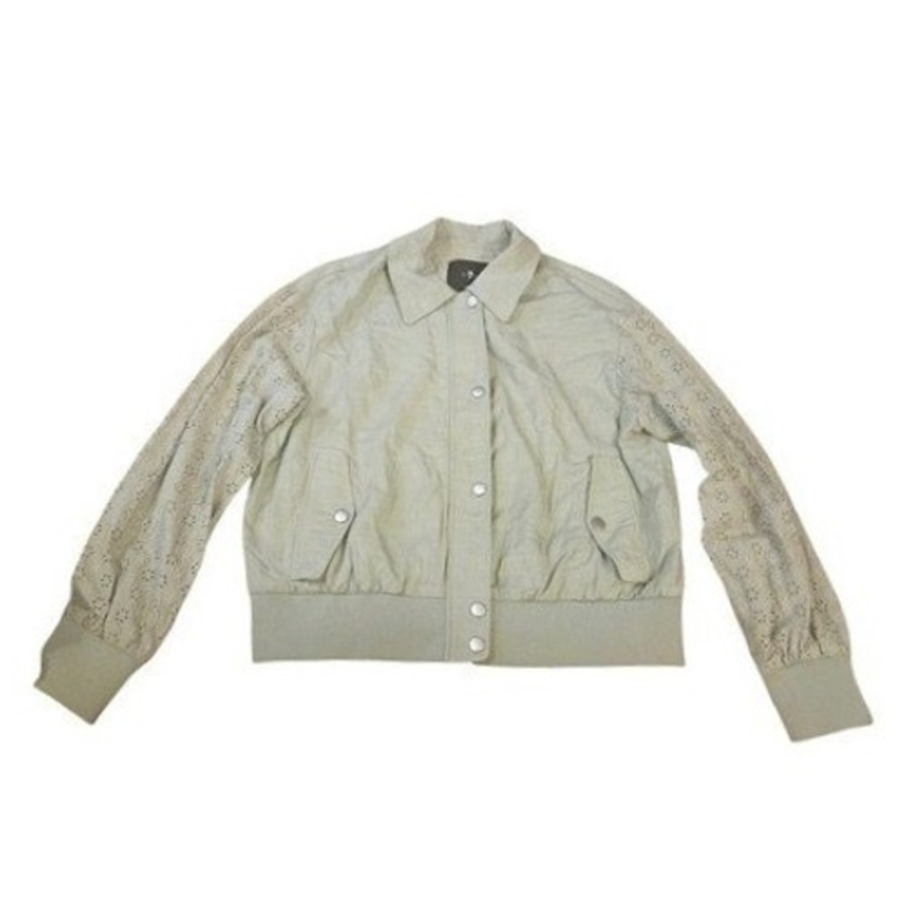 7 For‎ All Mankind Sage Green Eyelet Sleeve Bomber Jacket Womens Medium